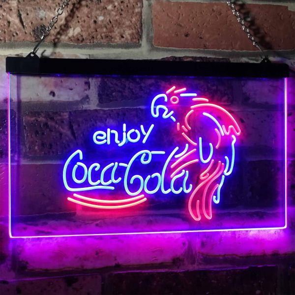 Coca-Cola Parrot Dual LED Neon Light Sign